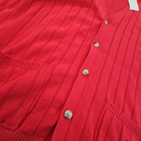 Tommy Hilfiger Sweater Men's XXLarge Red Button Up Sleeveless Vest NWT - Picture 3 of 14